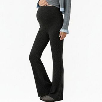 Women's Maternity High Waist Flare Pants with Soft Stretch Fabric and Full Bump Panel