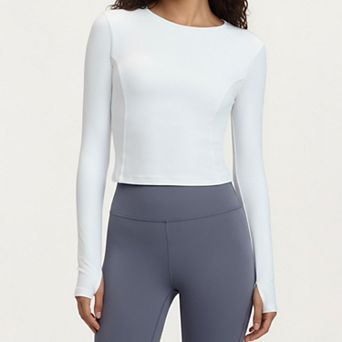 Women's Long Sleeve Fitted Active Top with Smooth Stretch Fabric Contoured Seaming