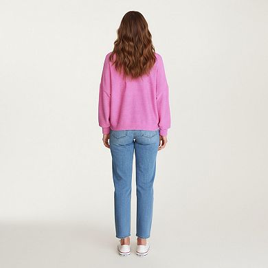 Women's Textured Knit Button Front Jacket with Long Sleeves Oversized Chest Pockets Structured Hem