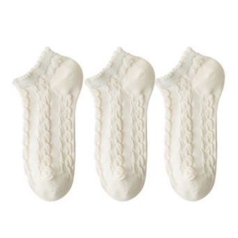 Women's 3-Pack Sheer Lace Ice Silk Ankle Socks with Floral Knit Design Lightweight Breathable Style