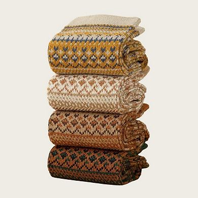 Women's 5-Pair Vintage Patterned Crew Socks Gift Set with Soft Knit Fabric US 59