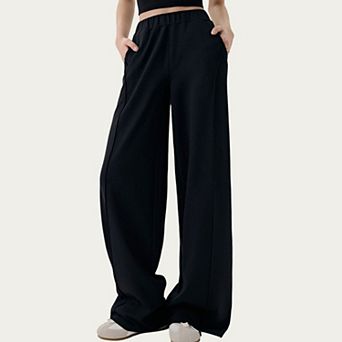 Women's High Waist Wide Leg Pants with Soft Stretch Fabric Relaxed Flowing Silhouette