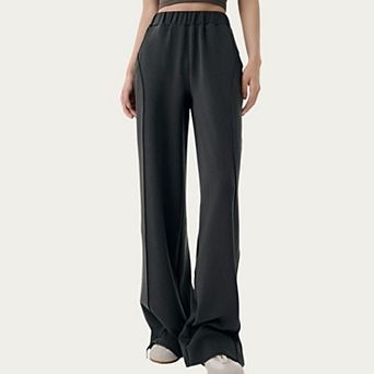 Women's High Waist Wide Leg Pants with Soft Stretch Fabric Relaxed Flowing Silhouette
