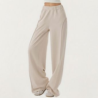 Women's High Waist Wide Leg Pants with Soft Stretch Fabric Relaxed Flowing Silhouette