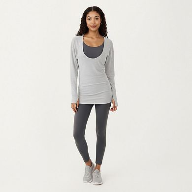 Women's Off Shoulder Long Sleeve Top with Soft Stretch Fabric Relaxed Draped Fit