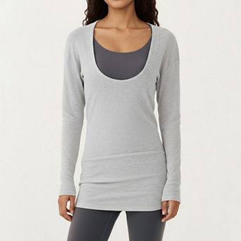 Women's Off Shoulder Long Sleeve Top with Soft Stretch Fabric Relaxed Draped Fit