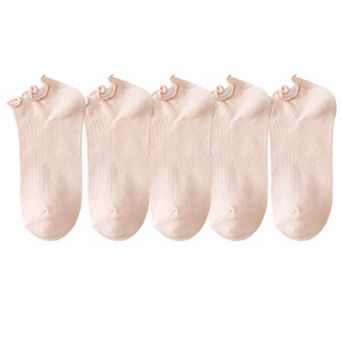 Women's 5-Pack Ribbed Ankle Socks with Ruffle Lettuce Trim Soft Stretch Cotton Cute Everyday Style