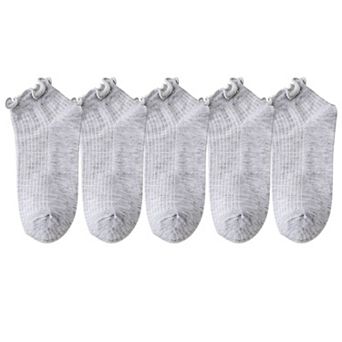 Women's 5-Pack Ribbed Ankle Socks with Ruffle Lettuce Trim Soft Stretch Cotton Cute Everyday Style
