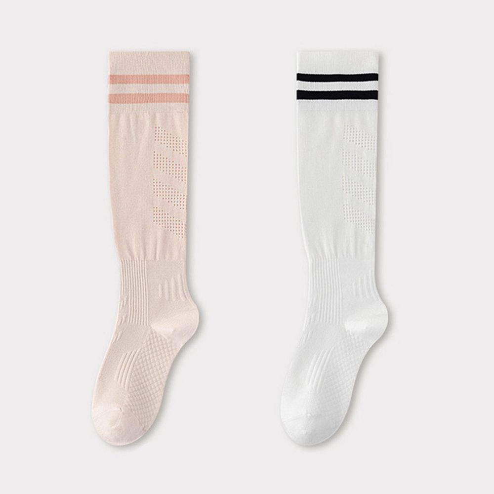 2-Pair Knee-High Athletic Compression Socks with Breathable Mesh and ...