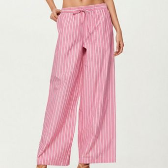 Women's Striped Wide Leg Pants with Soft Lightweight Fabric Comfortable Stretch Waistband