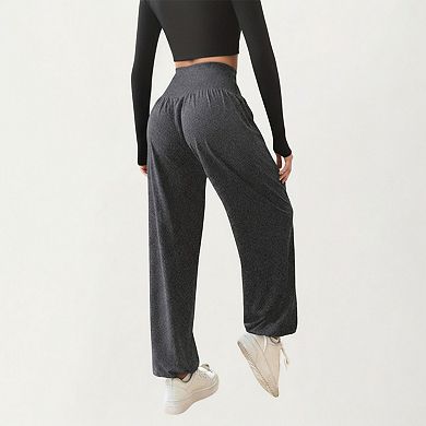 Women's High Waist Wide Leg Lounge Pants with Soft Stretch Fabric Flowing Relaxed Silhouette