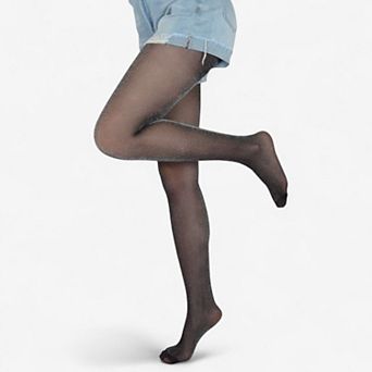 Women's 2-Pair Glitter Sheer Tights with Stretch Fit and Subtle Sparkle Suitable