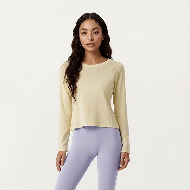 Women's Long Sleeve Active Top with Soft Stretch Fabric Crew Neckline