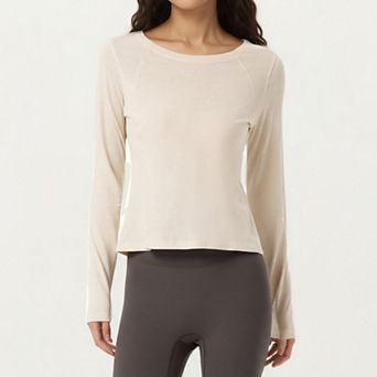 Women's Long Sleeve Active Top with Soft Stretch Fabric Crew Neckline
