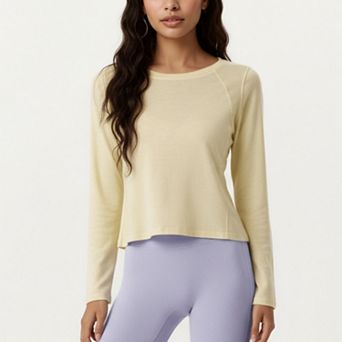 Women's Long Sleeve Active Top with Soft Stretch Fabric Crew Neckline