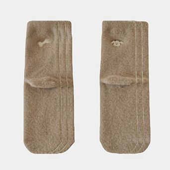 Women's 3-Pair Fuzzy Crew Sock Set with Cute Embroidery