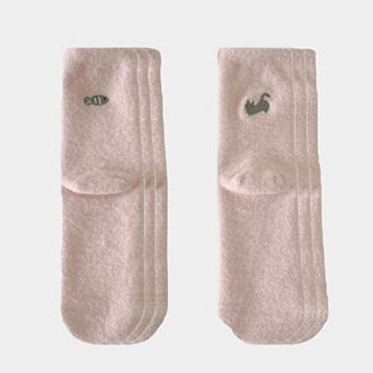 Women's 3-Pair Fuzzy Crew Sock Set with Cute Embroidery