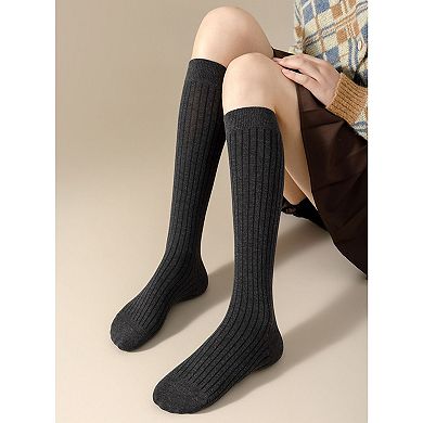 Women's 3-Pack Ribbed Knee High Compression Socks Seamless Toe Slim Fit Design