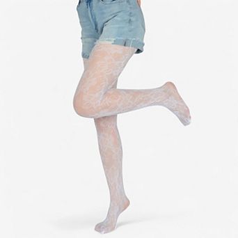 Women's 2-Pair Floral Lace Pattern Sheer Tights with Stretch Fit Suitable