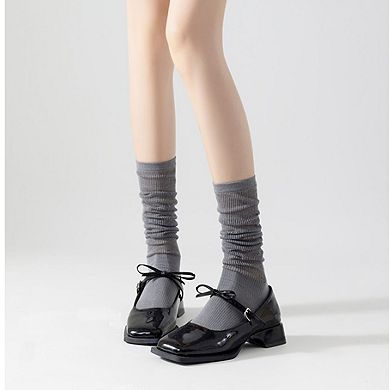 Women's 2-Pack Cotton Mesh Knee High Socks Dual-Layer Design Lightweight Breathable Fit