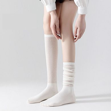 Women's 2-Pack Cotton Mesh Knee High Socks Dual-Layer Design Lightweight Breathable Fit
