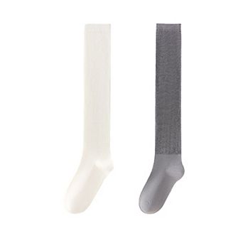 Women's 2-Pack Cotton Mesh Knee High Socks Dual-Layer Design Lightweight Breathable Fit