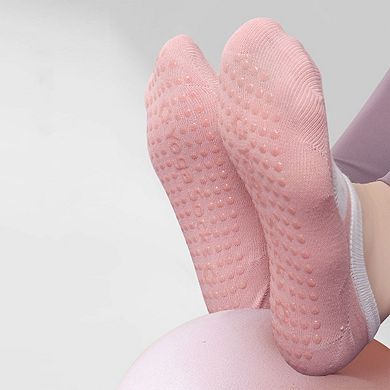 3-Pair Anti-Slip Ballet Grip Socks with Elastic Strap for Yoga, Pilates, and Barre