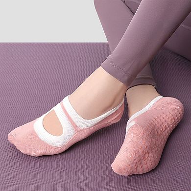 3-Pair Anti-Slip Ballet Grip Socks with Elastic Strap for Yoga, Pilates, and Barre