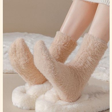 Anna-Kaci Women's 3-Pair Ultra-Plush Fuzzy Crew Socks with Soft Textured Finish