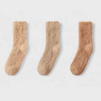 Anna-Kaci Women's 3-Pair Ultra-Plush Fuzzy Crew Socks with Soft Textured Finish