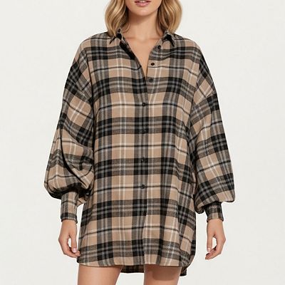 chinese dress ladies Womens Frill Hem Short Sleeve Printed Oversized Shirt Dress Ladies Hi Low  Collared Button Down Top Black at Amazon Women's Clothing store main image 1