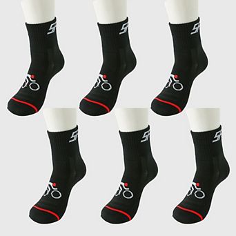 6 pk Men's Cycling Pattern Athletic Socks