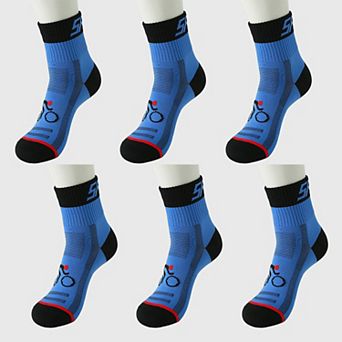 6 pk Men's Cycling Pattern Athletic Socks