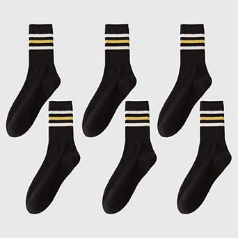 6 pk Men's Crew Socks with Striped Cuffs