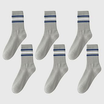 6 pk Men's Crew Socks with Striped Cuffs