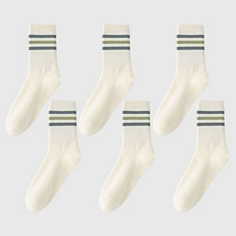 6 pk Men's Crew Socks with Striped Cuffs
