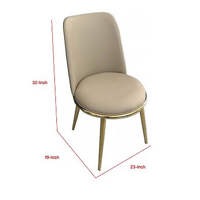 Relli Side Dining Chair Set of 2, Metal, Faux Leather, Round Seats