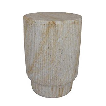 Archi Plant Stand Table, Fluted Surface, Marbled White Resin 18 Inch