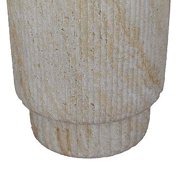 Archi Plant Stand Table, Fluted Surface, Marbled White Resin 18 Inch