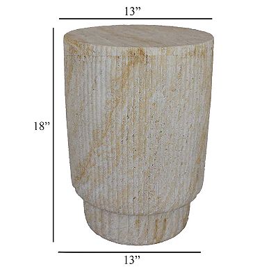 Archi Plant Stand Table, Fluted Surface, Marbled White Resin 18 Inch