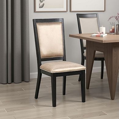 Yada Side Dining Chair Set of 2, Slatted Back, Espresso Brown
