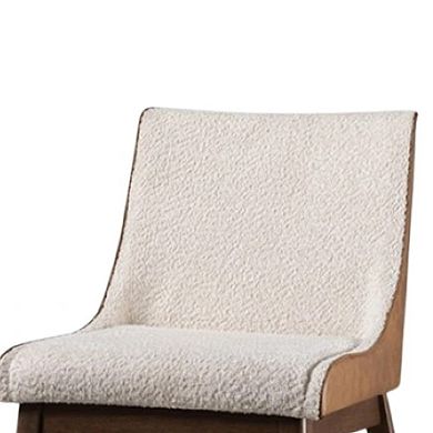Iken Side Dining Chair Set of 2, Curved Panel Back, Walnut Brown Wood, Beige