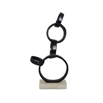 Lo Abstract Interlinked Ring Sculpture, Solid Base, Metal
