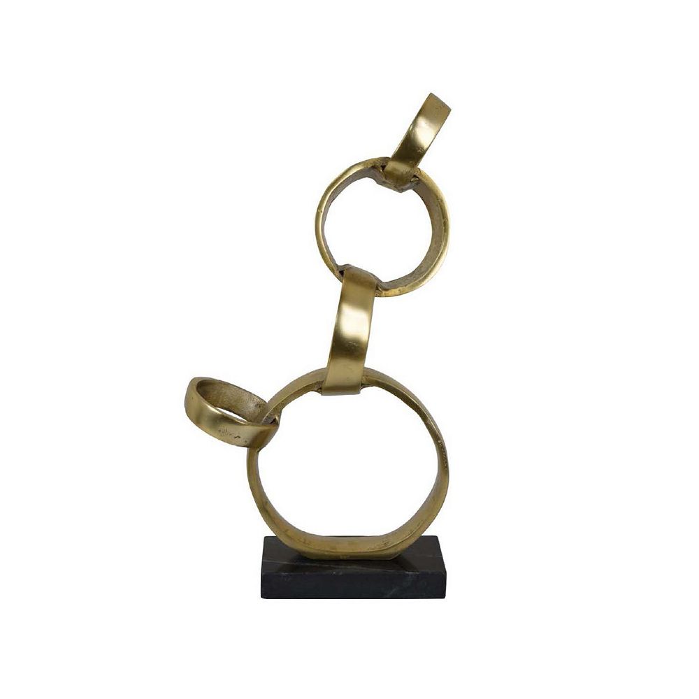 Lo Abstract Interlinked Ring Sculpture, Solid Base, Metal