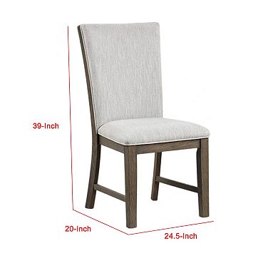 Clema Side Dining Chair Set of 2, Oak Brown Wood, Gray Fabric and Foam