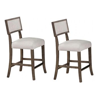 Asten Side Dining Chair Set of 2, Curved Back, Dark Walnut Brown, Gray Seat