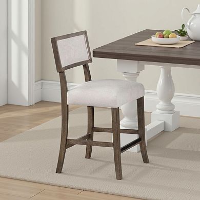 Asten Side Dining Chair Set of 2, Curved Back, Dark Walnut Brown, Gray Seat