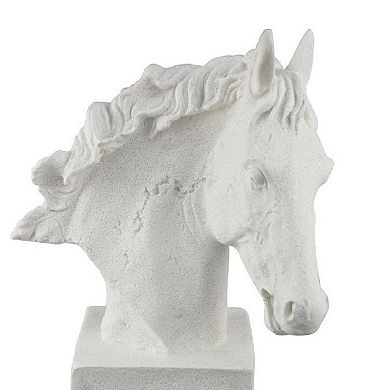 Horse Head Decor, White Resin Frame, Gray Acrylic Base 13 Inch