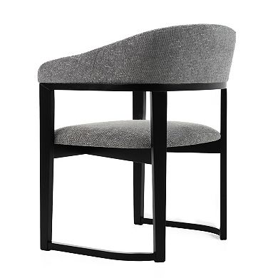 Cid Mary Dining Chair, Gray Fabric, Curved Black Solid Rubberwood Frame