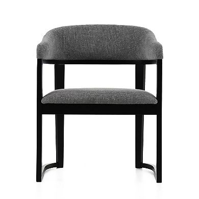 Cid Mary Dining Chair, Gray Fabric, Curved Black Solid Rubberwood Frame
